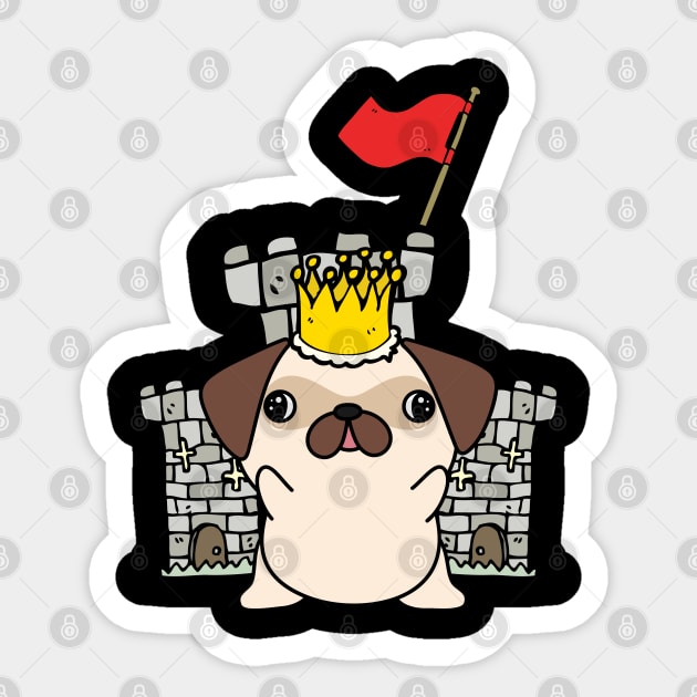 Funny pug is the king of the castle Sticker by Pet Station